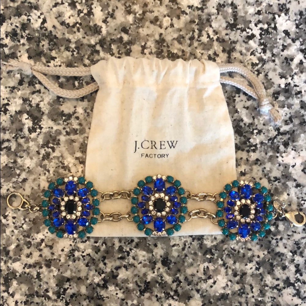 J. Crew | Blue and Teal Jeweled Bracelet
